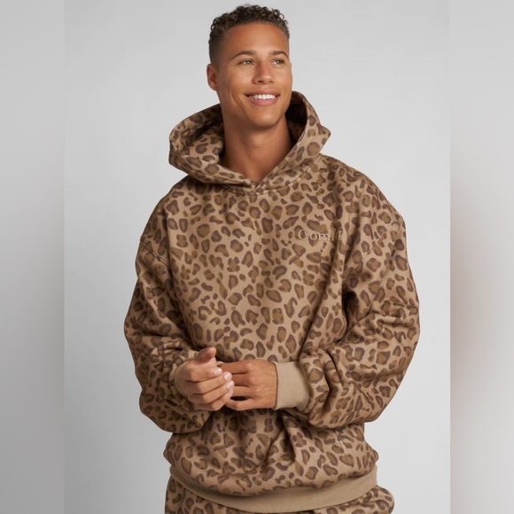 Comfrt Minimalist SET Sweat-Suit Hoodie Sweatpants Unisex 2XL Brown Leopard - Picture 4 of 12